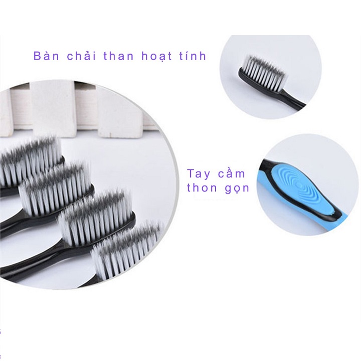 Combo bàn chải đánh răng than tre hoạt tính lông chải siêu mềm bảo vệ răng nướu - bàn chải than hoạt tính giúp chải răng sạch hơn massage nướu