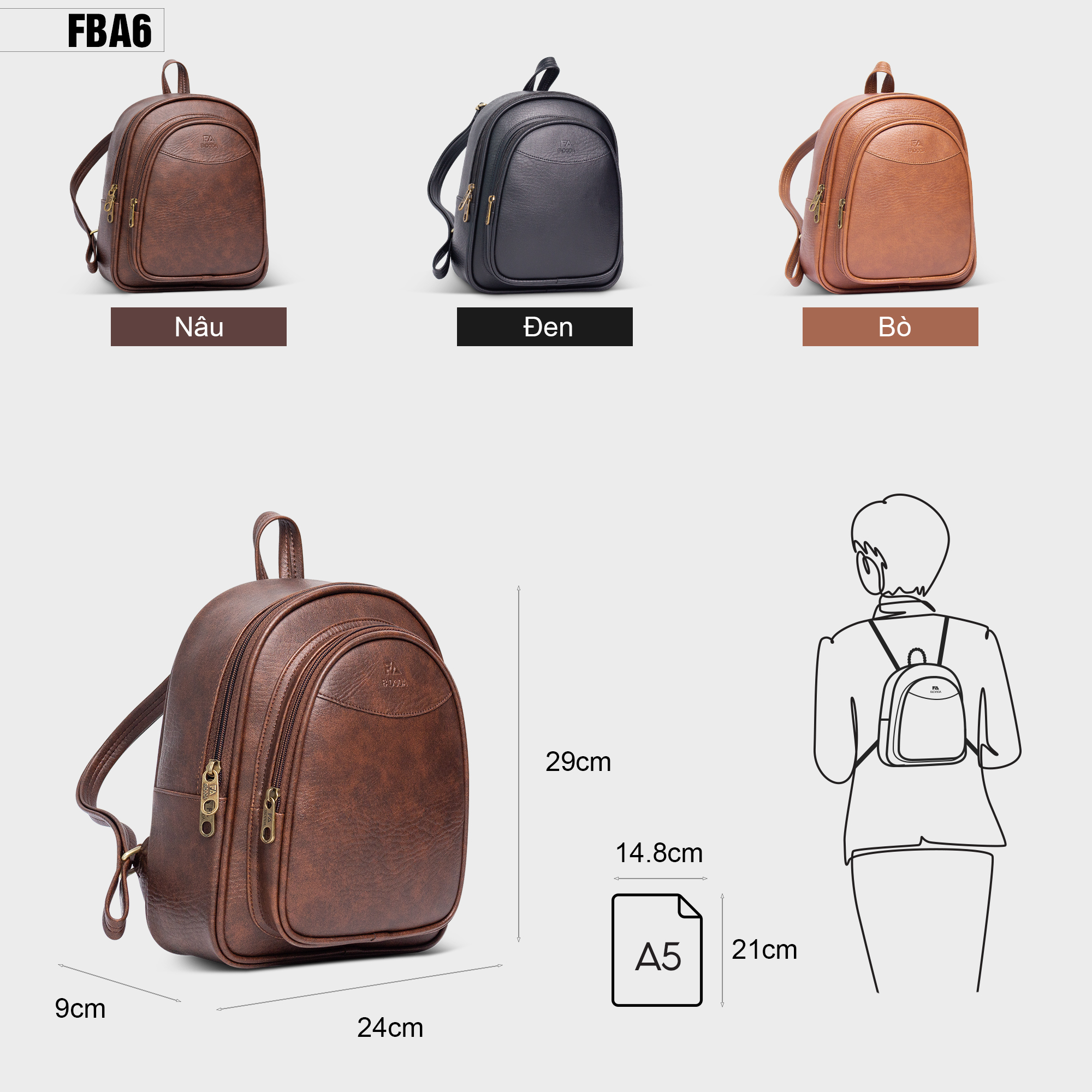 Balo da nữ thời trang cỡ trung FA DO DA FBA6