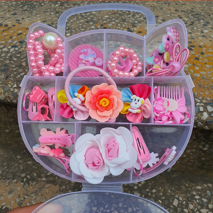 Hộp Dây Buộc Tóc Hello Kitty Đáng Yêu Cho Bé Gái