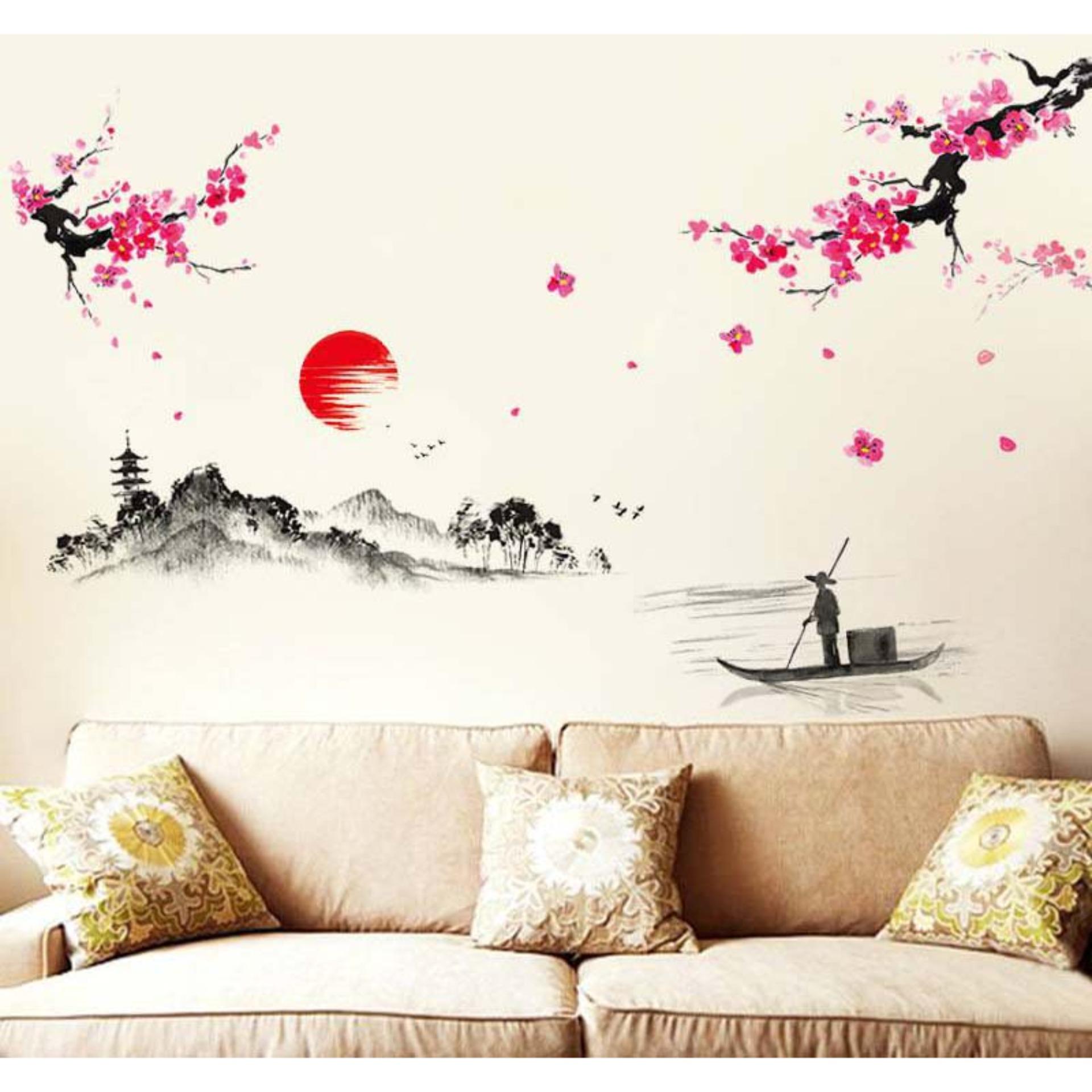 [HCM]Decal dán tường Tranh thủy mặc DKN015 (120 x 150 cm)