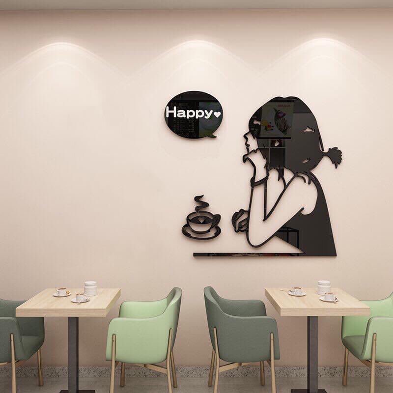 Tranh dán tường mica 3d - Goodmorning cafe