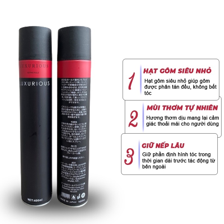 Gôm Xịt Tóc Nam Luxurious Chai 320ml