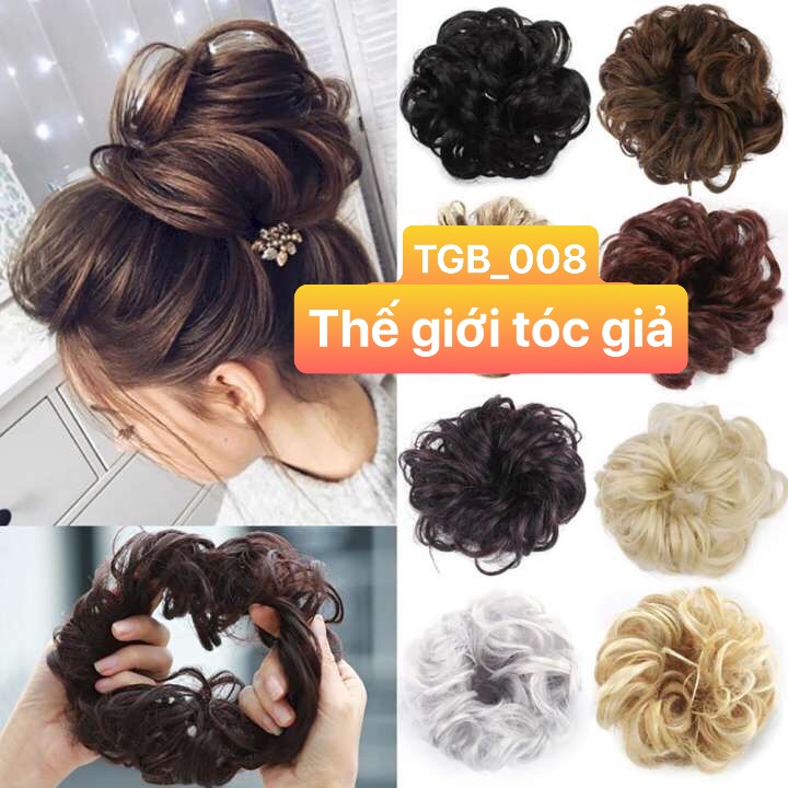 [HCM]TÓC GIẢ BÚI KIỂU DÂY CỘT THUN XOĂN NỮ TÍNH B008