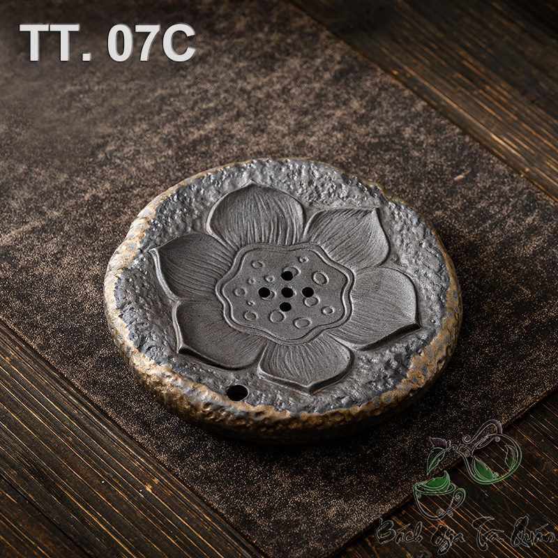 Thuyền Trà Gốm Thô Cao Cấp 2 Họa Tiết - PHụ Kiện Trà