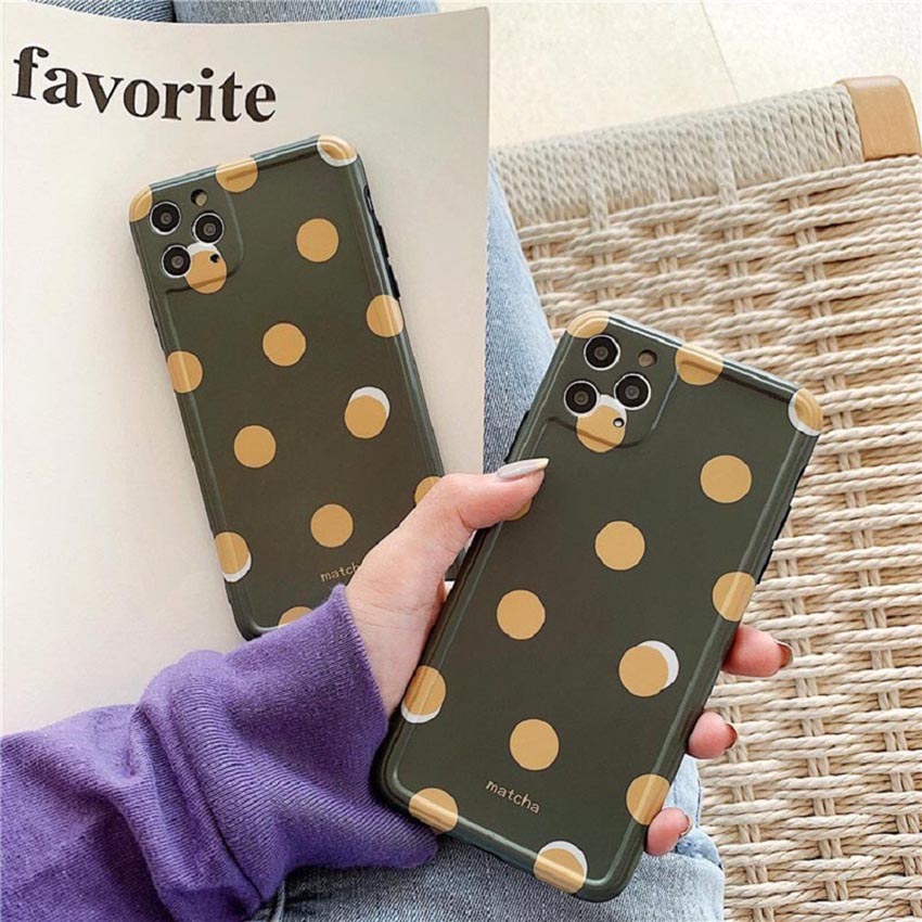 Ốp lưng iphone cao cấp full viền ốp silicon chấm bi matcha dành cho iphone6/ iphone 6 plus/ iphone 7/ iphone 7plus/ iphone 8/ iphone 8plus/ iphone X/ iphone Xs max/ iphone 11/ iphone 11 pro/ iphone 11 pro max