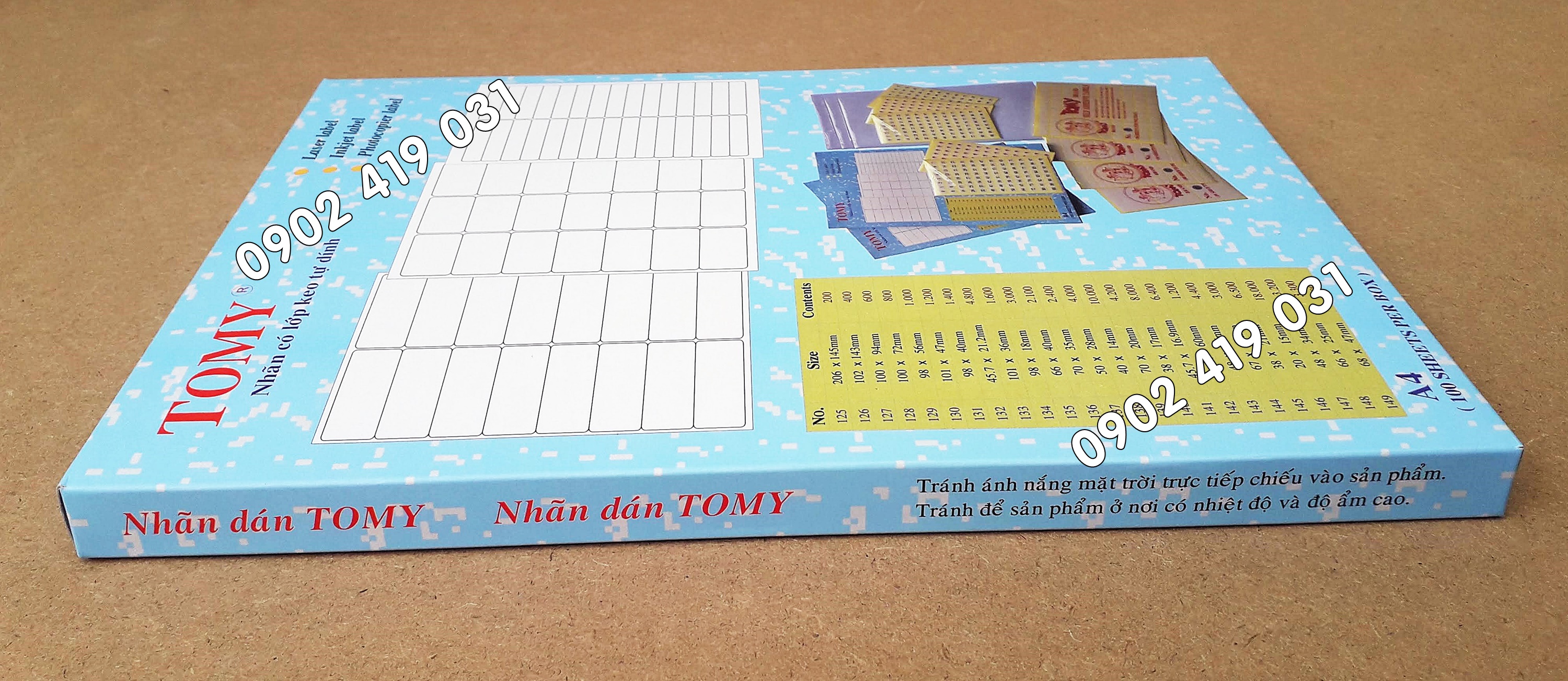 Giấy Decal A4 Tomy 130 [ 100 Tờ - 1200 Nhãn 101x47mm ]
