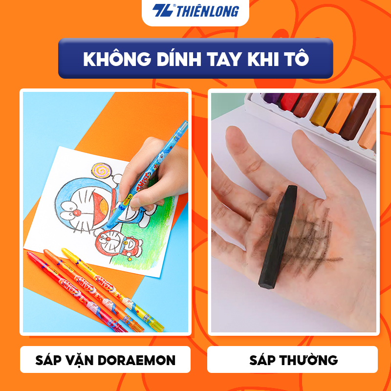 Bút sáp vặn 12 màu Colokit Doraemon TCR-C04/DO màu siêu đẹp, an toàn sử dụng