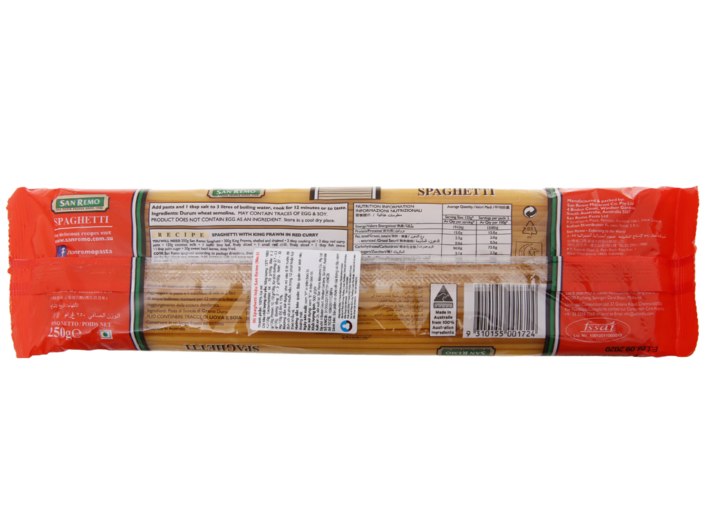 Mì Spaghetti San Remo Úc 250g