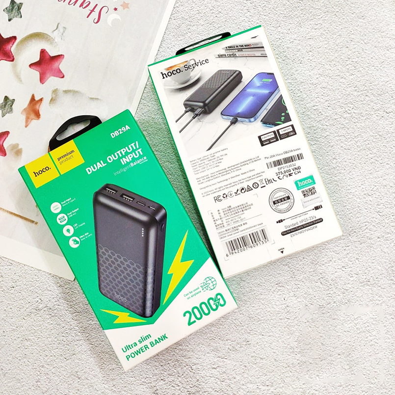 Sạc dự phòng Hoco DB29A dung lượng 20000mAh có 2 cổng ra USB