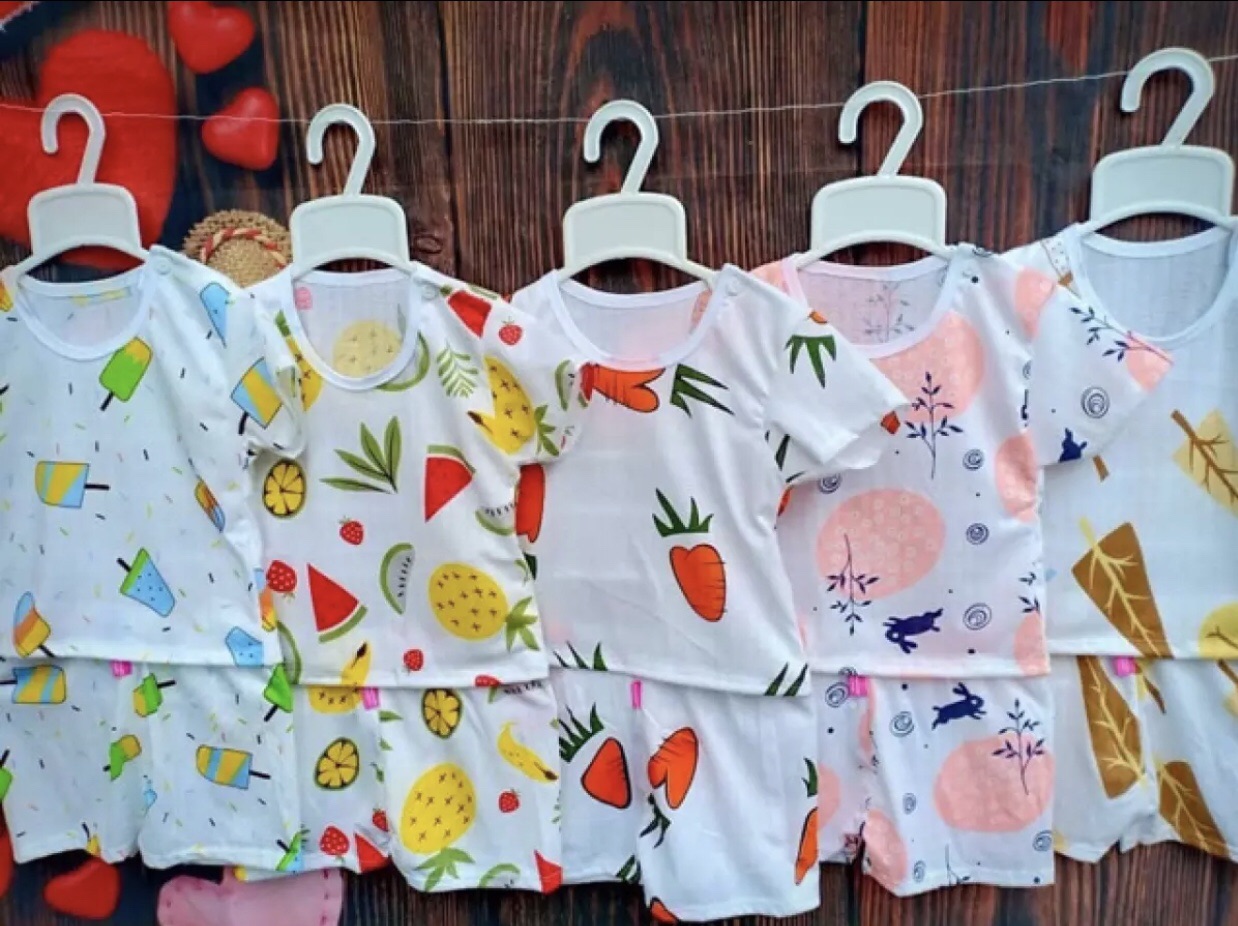 COMBO 5 bộ coton giấy cộc tay cho bé