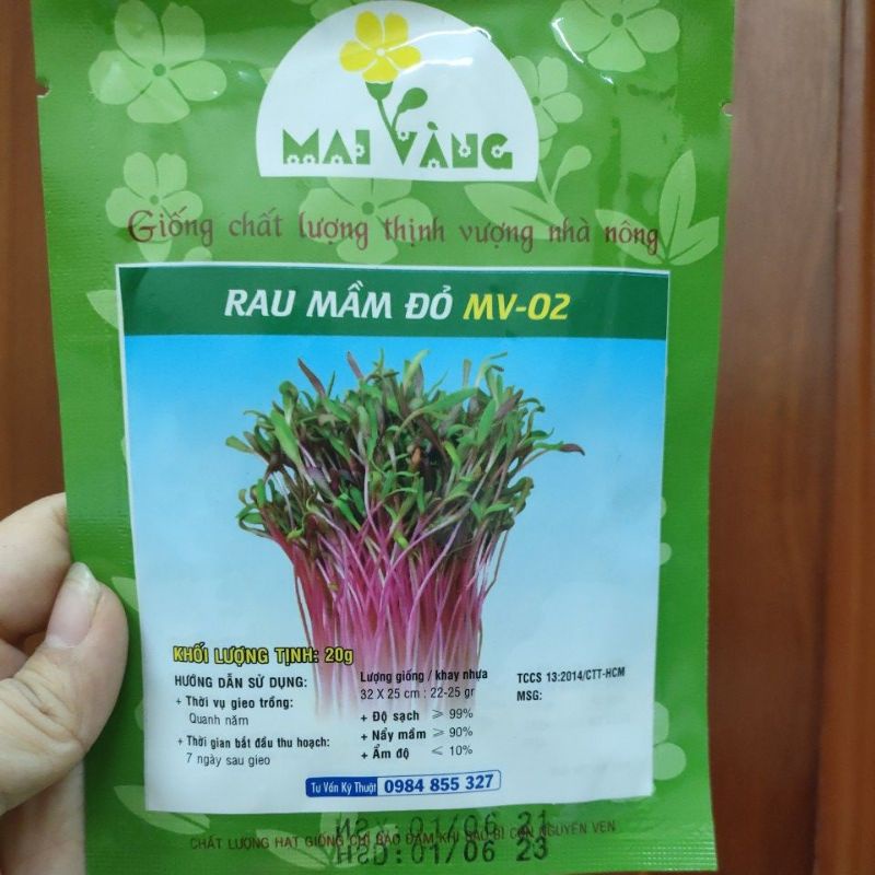 [HCM][Gói 20g] Hạt giống Rau Mầm đỏ