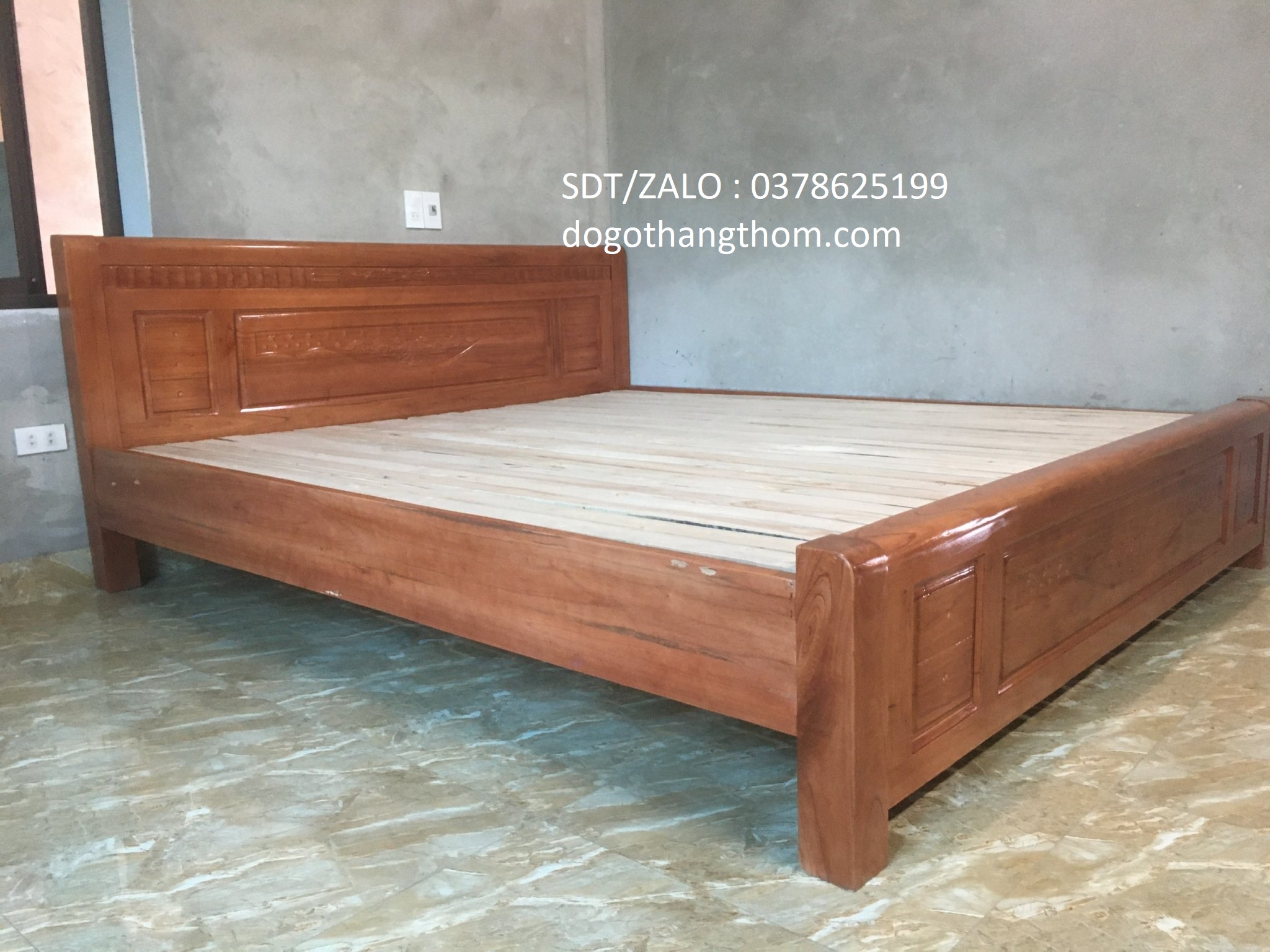 giường ngủ gỗ xoan đào phòng ngủ