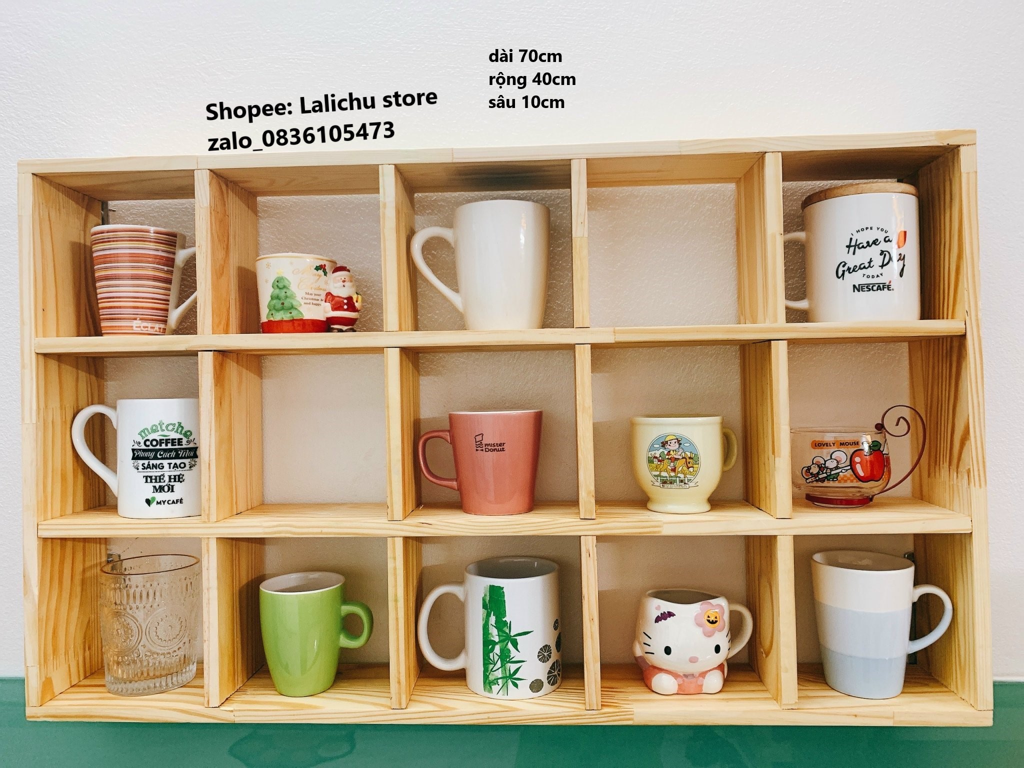 kệ để cốc bằng gỗ decor trang trí