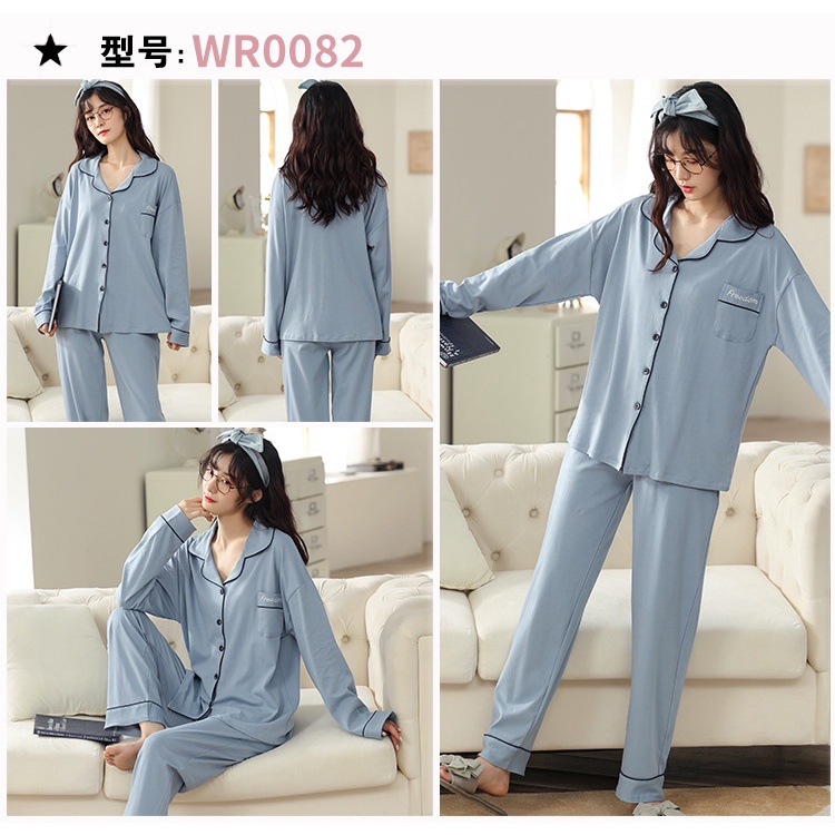 Bộ đồ ngủ nữ pizama dài tay chất liệu cotton thu đông 2022 a5