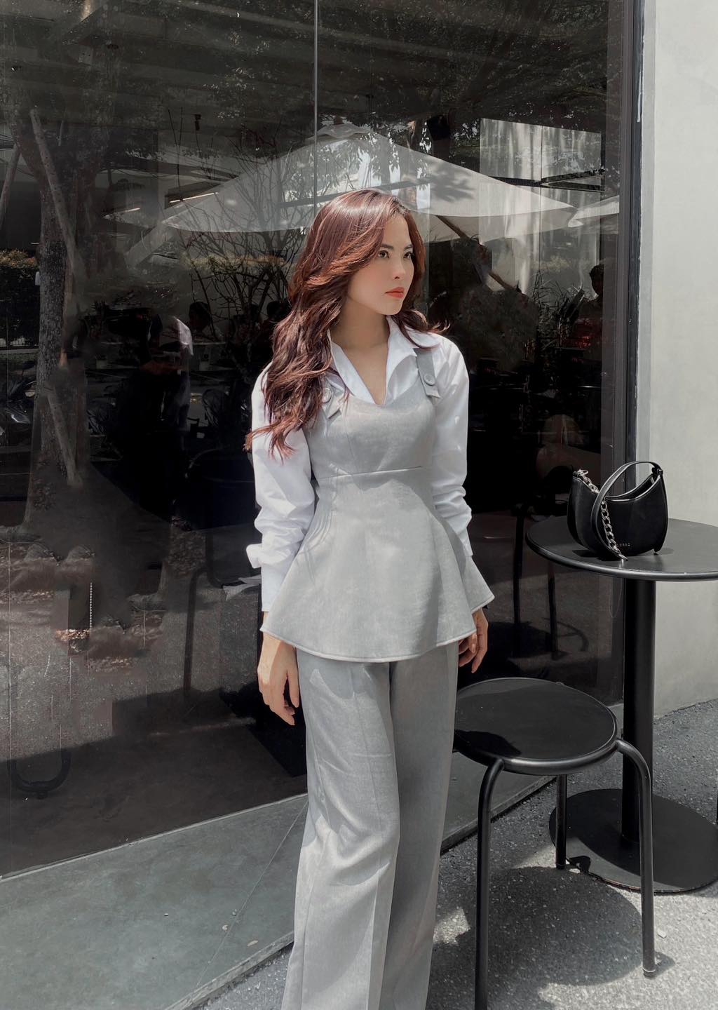 Áo kiểu CHARMO cotton nhật không nhăn Button Halter Top