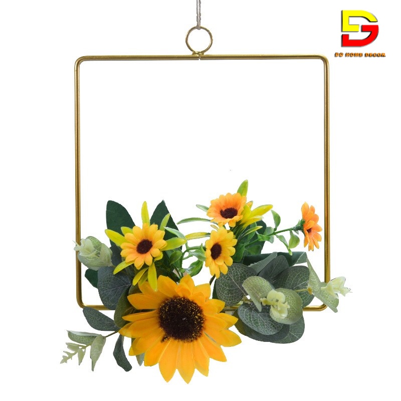 Garland wall hanging frame metal-bouquet for Sunflower gift with hook and wire hanging dg-36-flower Basket wall mounted