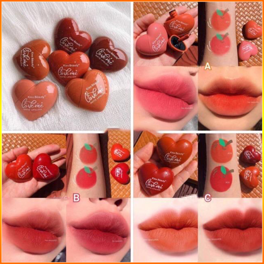 [YÊU THÍCH] Son Kem Tint Kiss Beauty Trái Tim For Valentine dưỡng môi, không trôi, son môi giá rẻ đẹp như background, 3ce, blackrouge ver 7, merzy, romand, bbia – Lutamaly