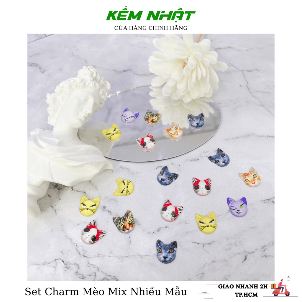 Set Charm Mèo Mix Nhiều Mẫu Đính Móng