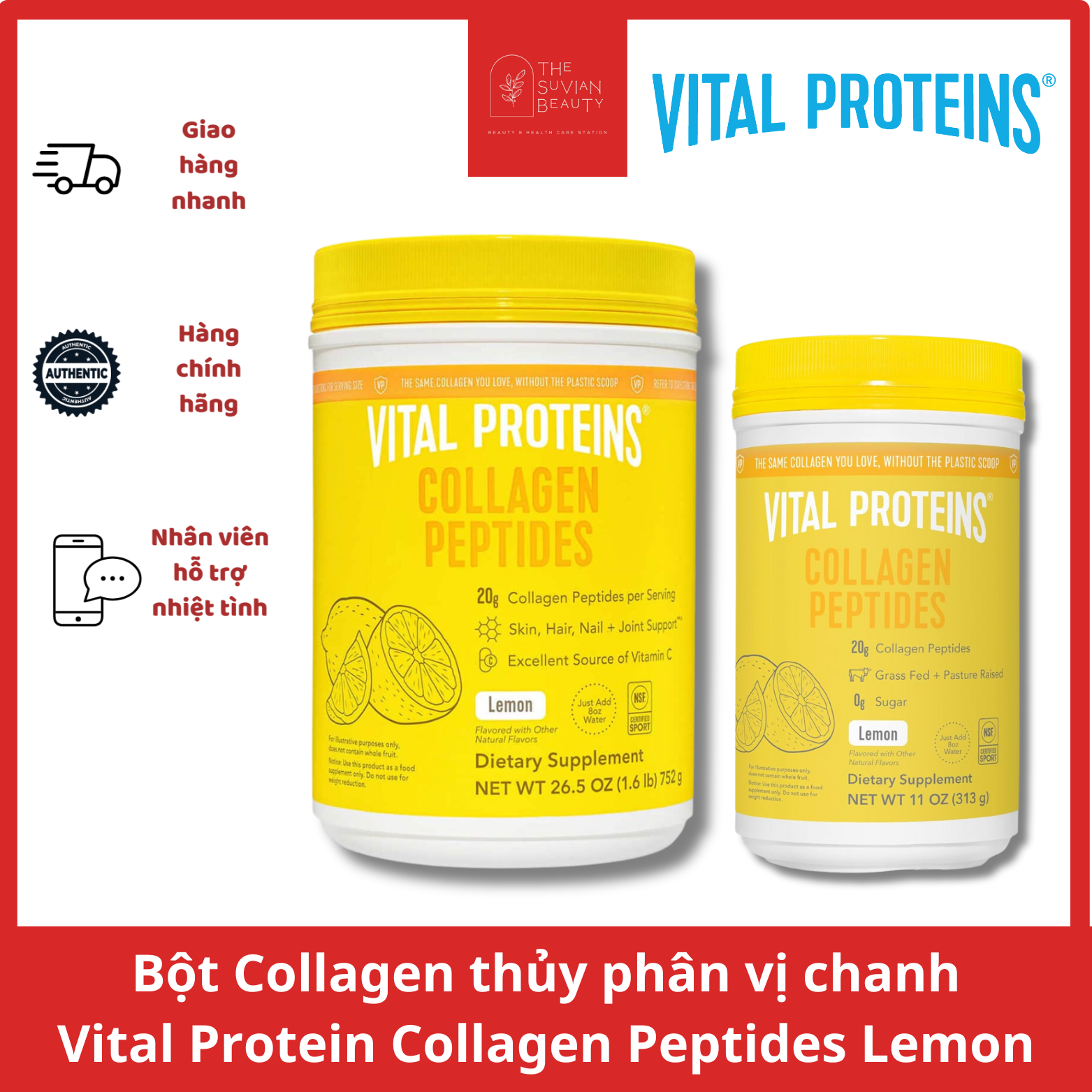 Bột Collagen thủy phân Vital Protein Collagen Peptides đủ vị (không chứa GMO-sữa-gluten)