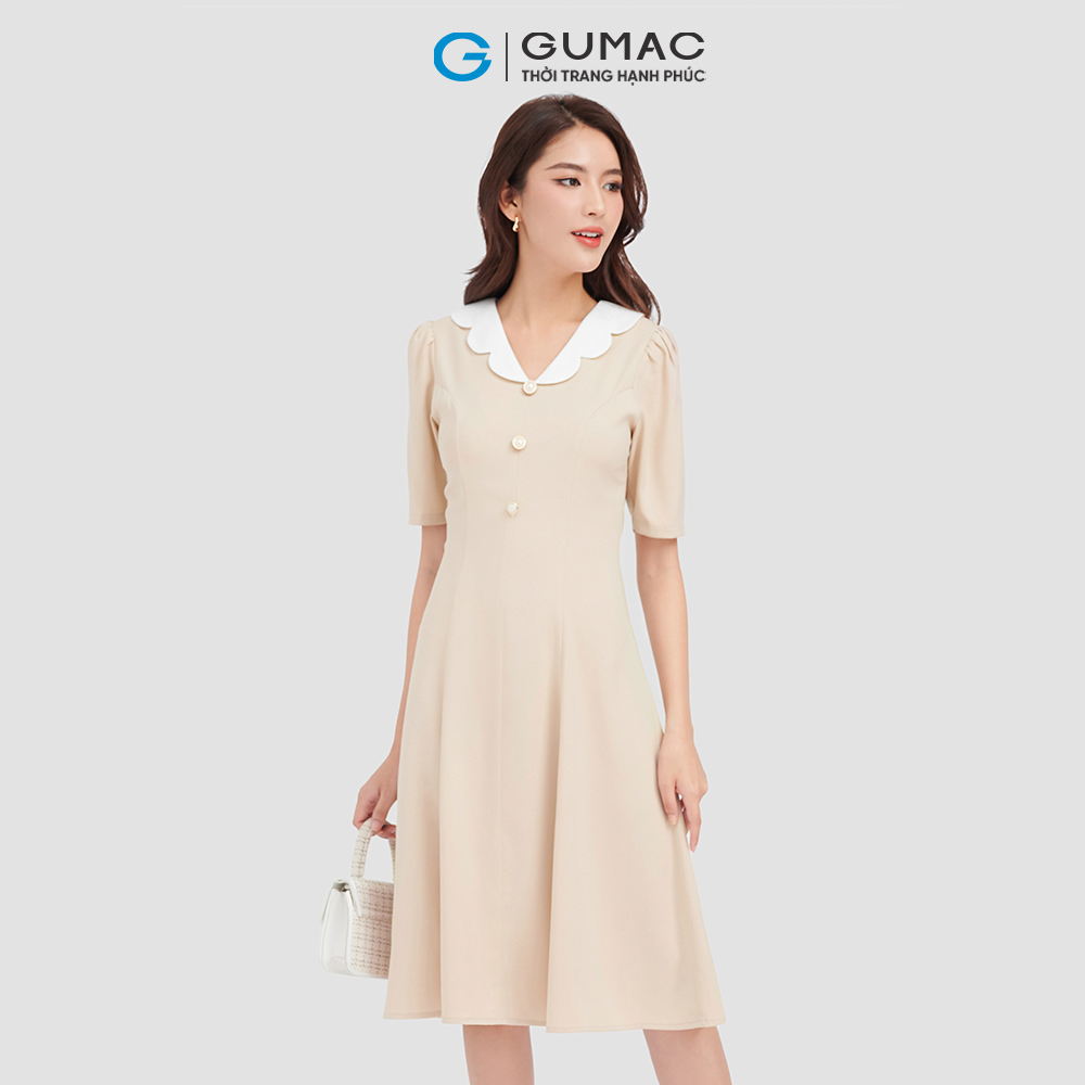 Đầm xòe phối cổ thời trang GUMAC DC10020