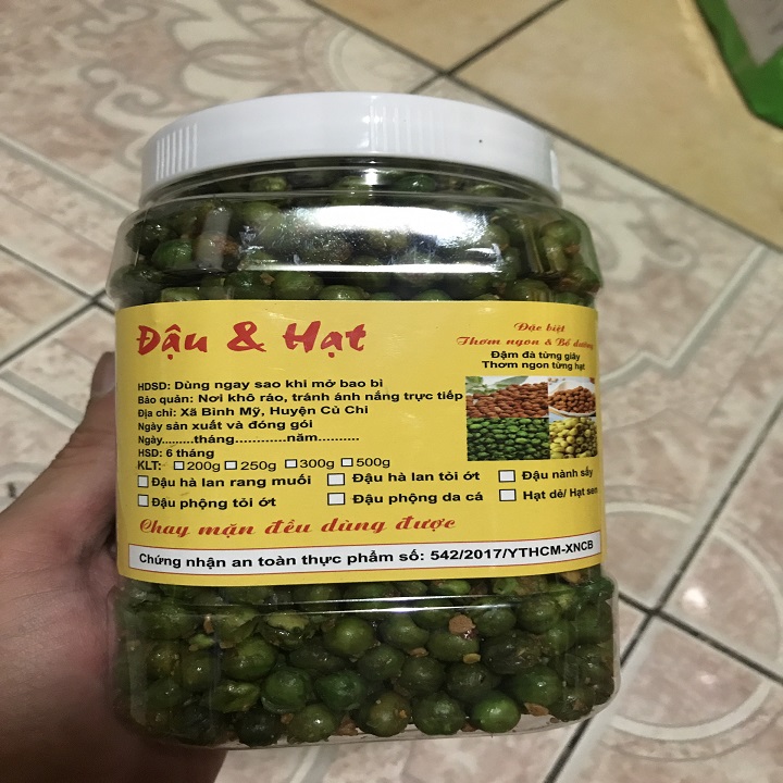 500gram Đậu hà lan rang tỏi ớt sấy giòn