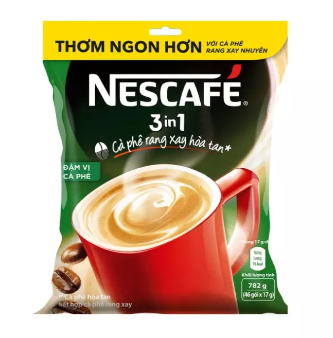 Nescafe 3in1 cà phê rang xay hòa tan đậm vị cà phê (bịch 46 gói x 17g)