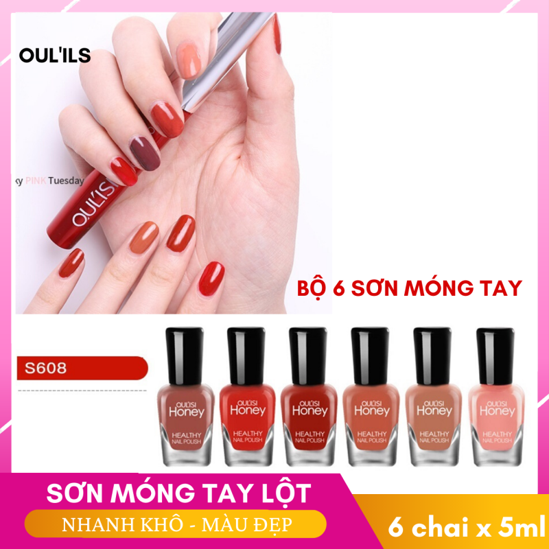 Sơn móng tay lột Honey (Bộ 6 chai x 5ml) Healthy nail polish Oulisi nhiều- SMT006 giá rẻ