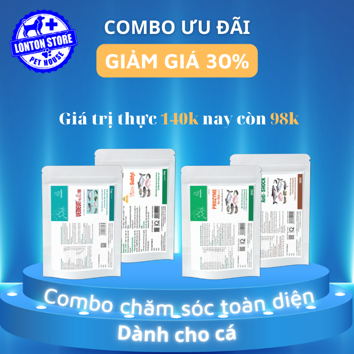 VEMEDIM Combo dùng thử Chăm sóc cá toàn diện ( Vime Subtyl + Anti shock + Prozyme + Vemevit cá) - Lonton store