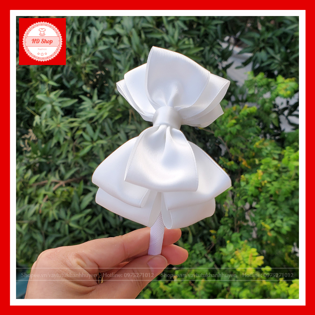 Cài tóc đẹp cho bé gái nơ trắng dễ thương