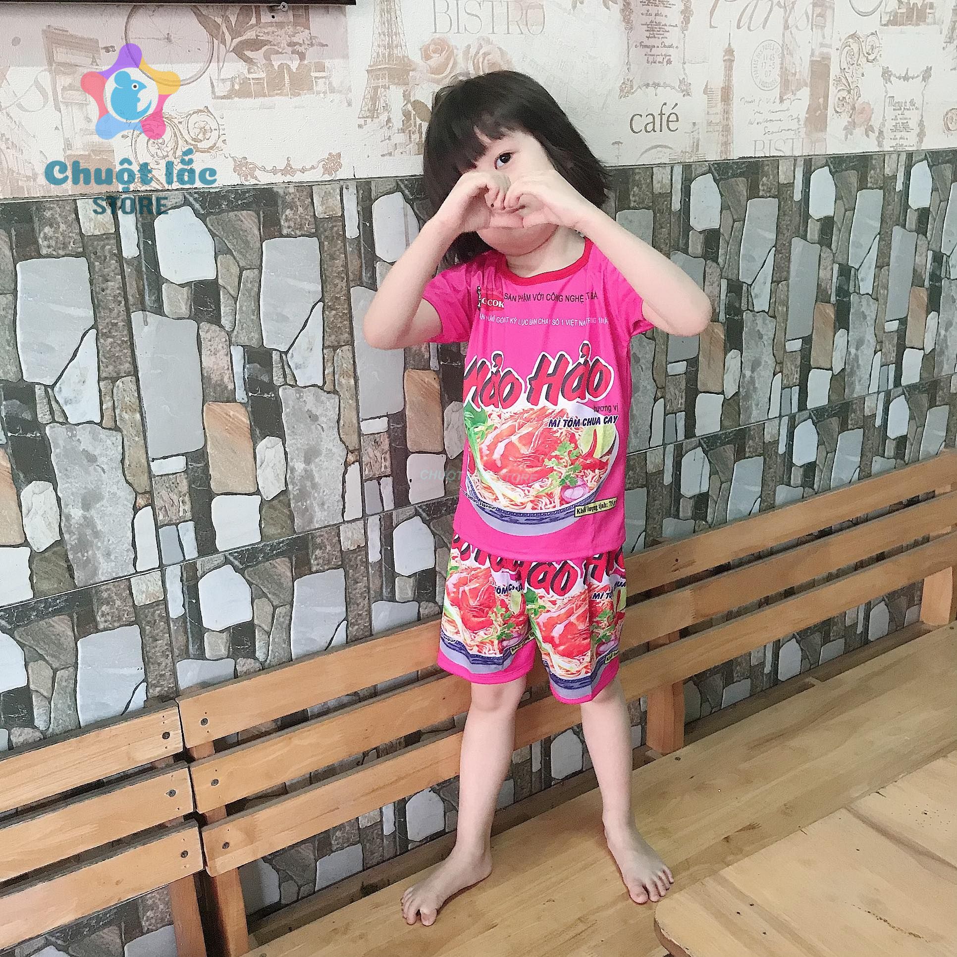 [HCM]Bộ quần áo bé trai bé gái thun thái 3D hình mỳ tôm siêu hot cho bé từ 8kg đến 25kg