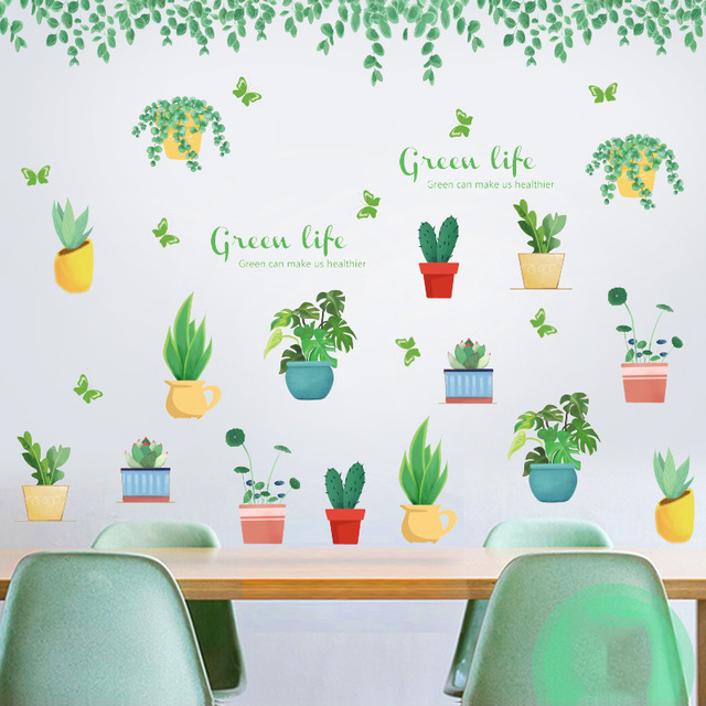 Decal Dán Tường Chậu Hoa Nhỏ Trang Trí