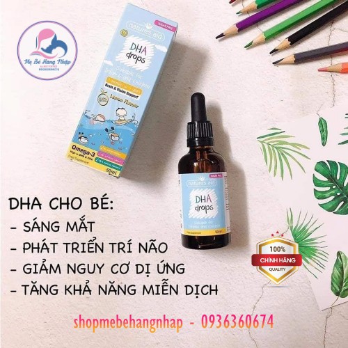 DHA Drop Nature Aid Dha Mini Drops Anh 50ml cho bé