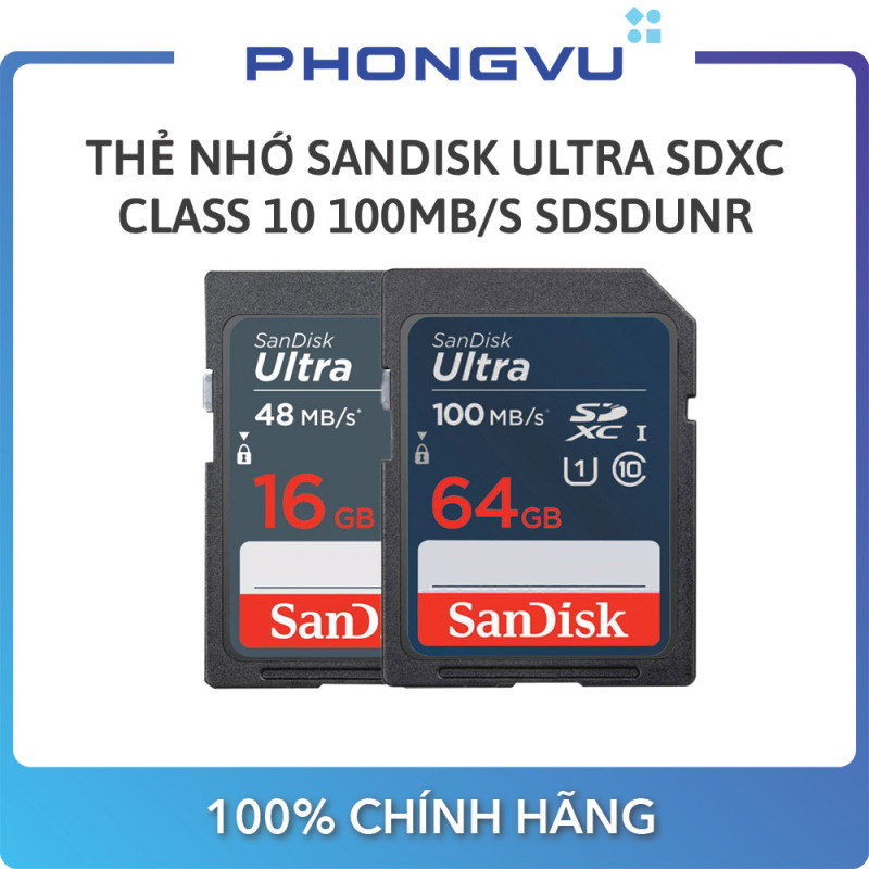 Thẻ nhớ SDHC Sandisk 16GB (class 10) Ultra SDSDUNS-016G-GN3IN - Bảo hành 84 tháng