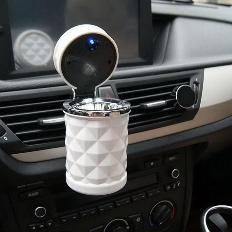 Gạt Tàn Vân Nổi Màu Trắng Có Đèn Led Cao Cấp Để Trên Ô Tô