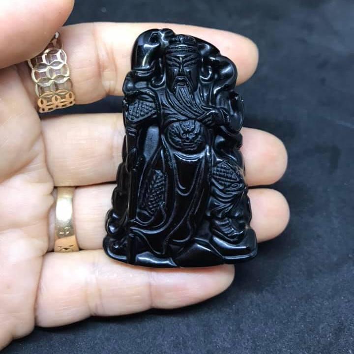 [HCM]MẶT DÂY CHUYỀN QUAN CÔNG ĐÁ OBSIDIAN- HÀNG VIP TẶNG KÈM DÂY ĐEO