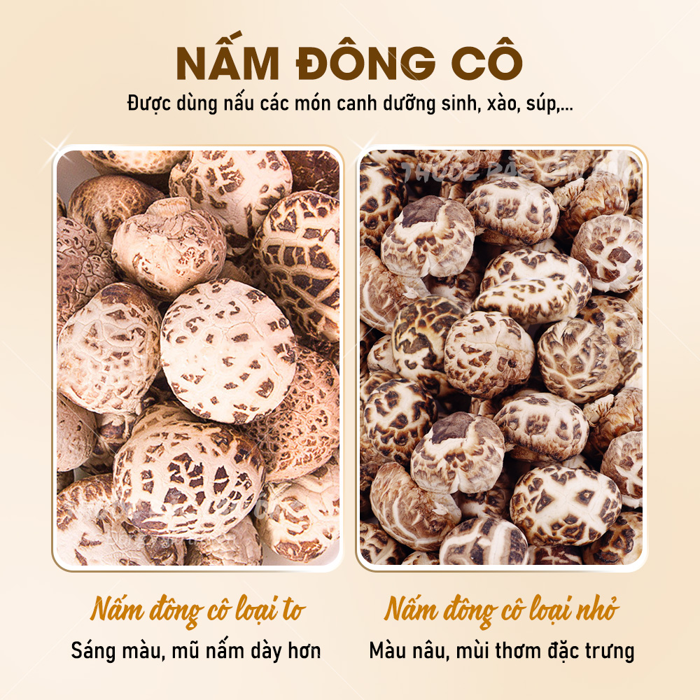 Nấm đông cô khô Nhật Bản 500g, tai nấm to, trắng, thơm ngon, dùng hầm canh, pha trà - Lãn Ông
