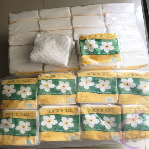 40 gói khăn giấy vuông hoa mai phương nam - khăn giấy khô đa năng dùng lau mặt - làm giấy thấm dầu thực phẩm sau khi chiên