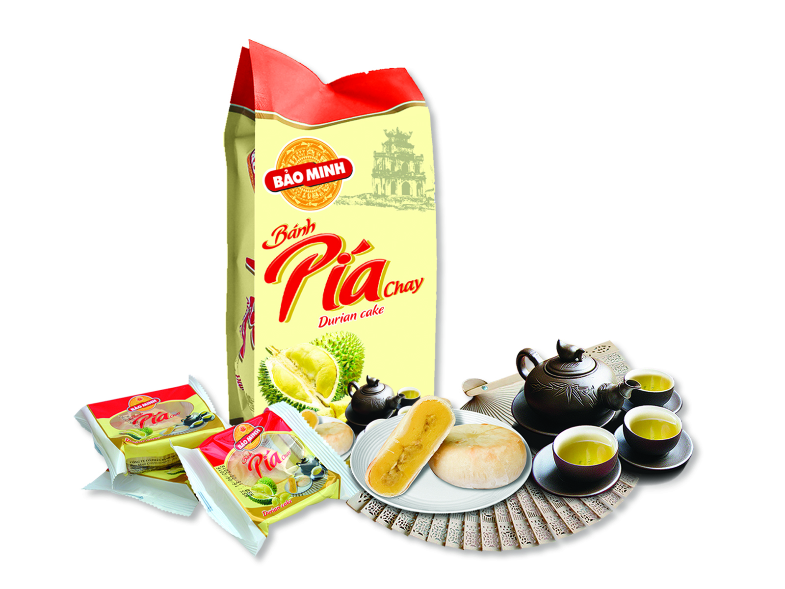 Bánh pía chay đậu xanh sầu riêng (300g)