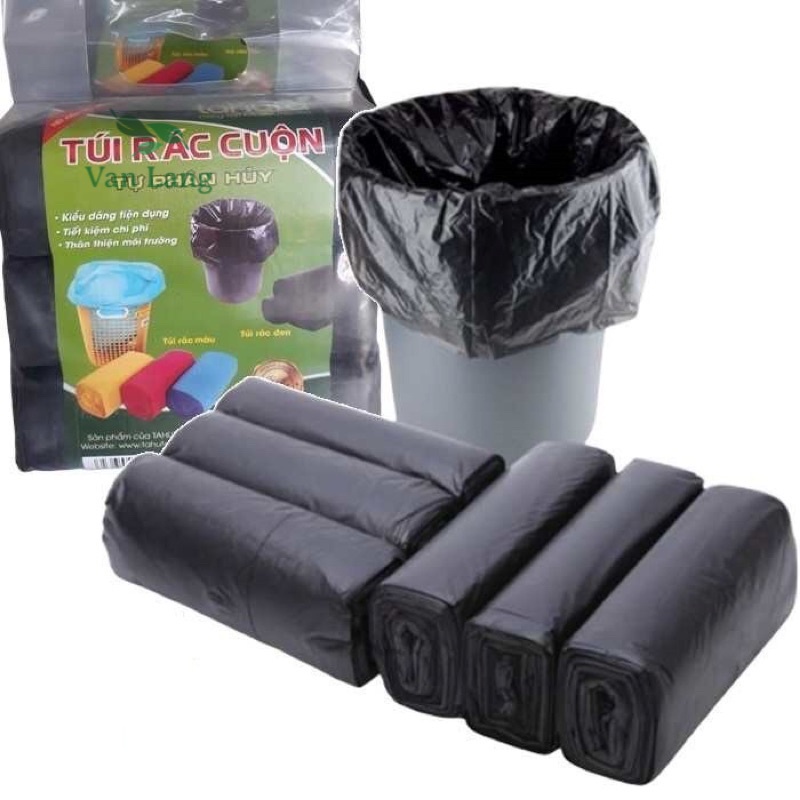 Túi đựng rác set 3 cuộn , túi đựng rác đen tự phân huỷ
