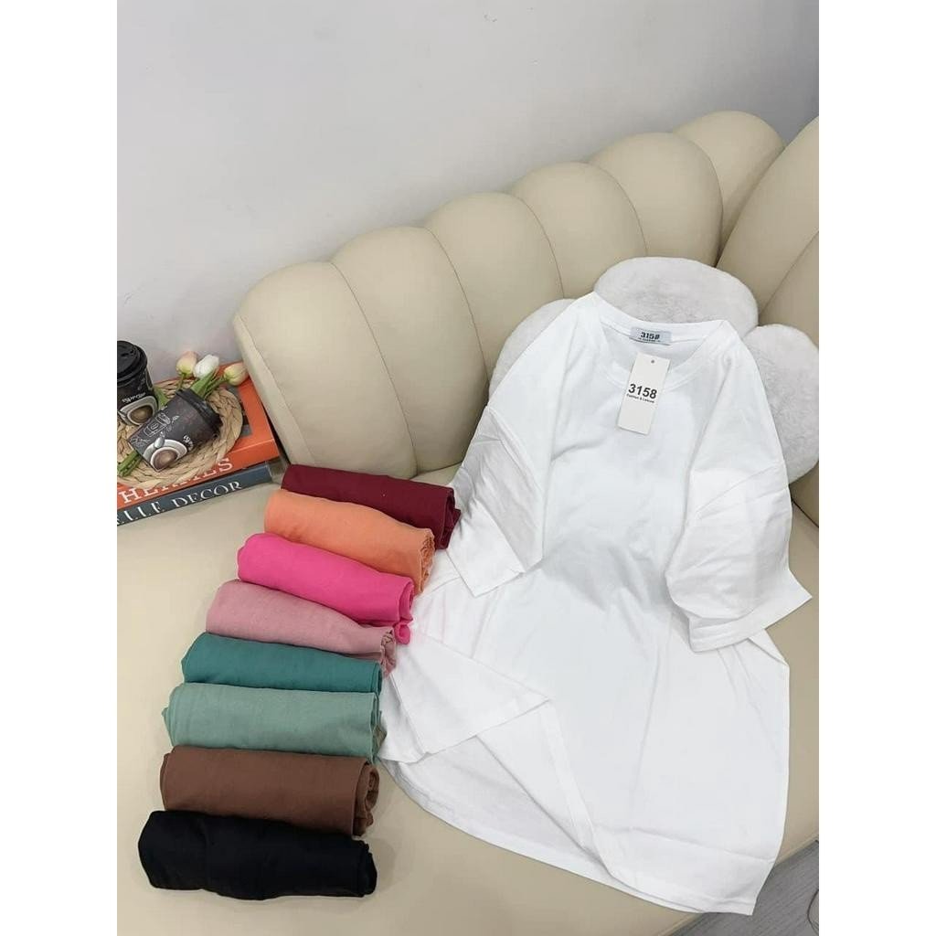 [ Ảnh Thật ] Áo phông trơn cotton khô 3158, phom rộng, tay lỡ Basic