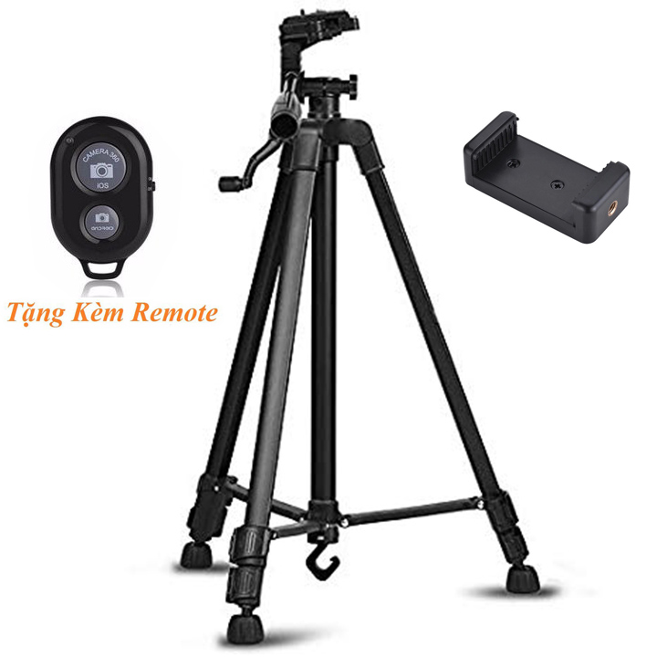 Giá đỡ chân tripod 3366  dài 1.5m kèm remote bluetooth chup hình cho điện thoại