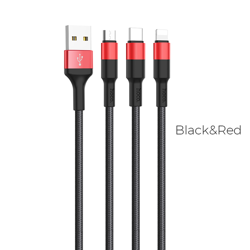 [HCM]Cáp sạc Hoco X26 3 đầu đa năng Lightning - Micro - Type C dài 1m dây dù siêu bền