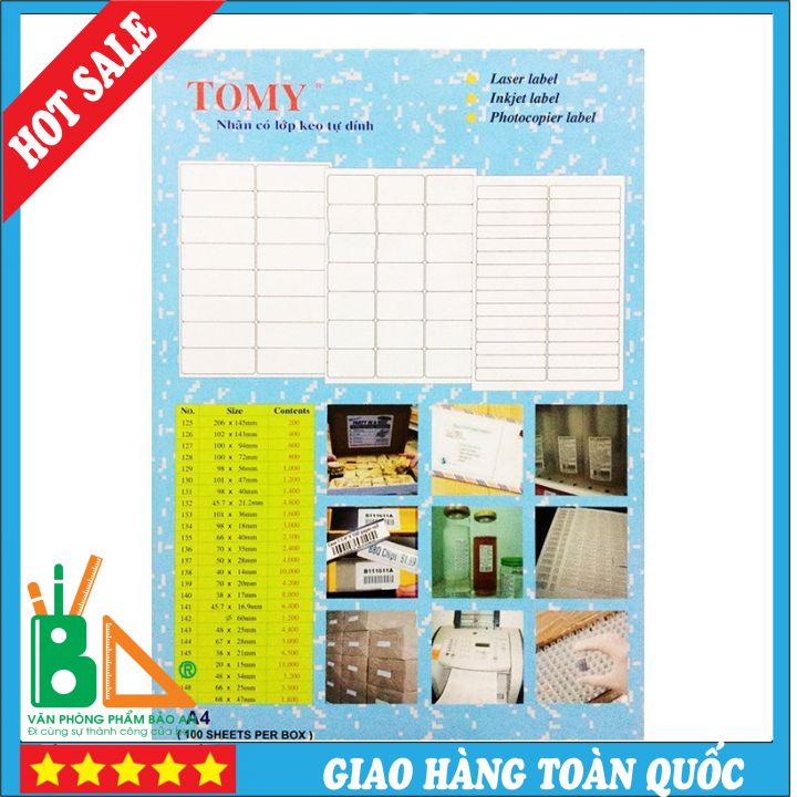 đề can Tomy/Nhãn Dán ToMy A4 Trắng, Decal Tomy Các Số