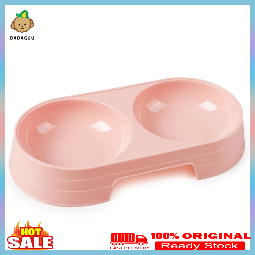 Pet Puppy Dog Cat Food Water Dish No Slip Feeder Double Plastic Dispenser Bowl