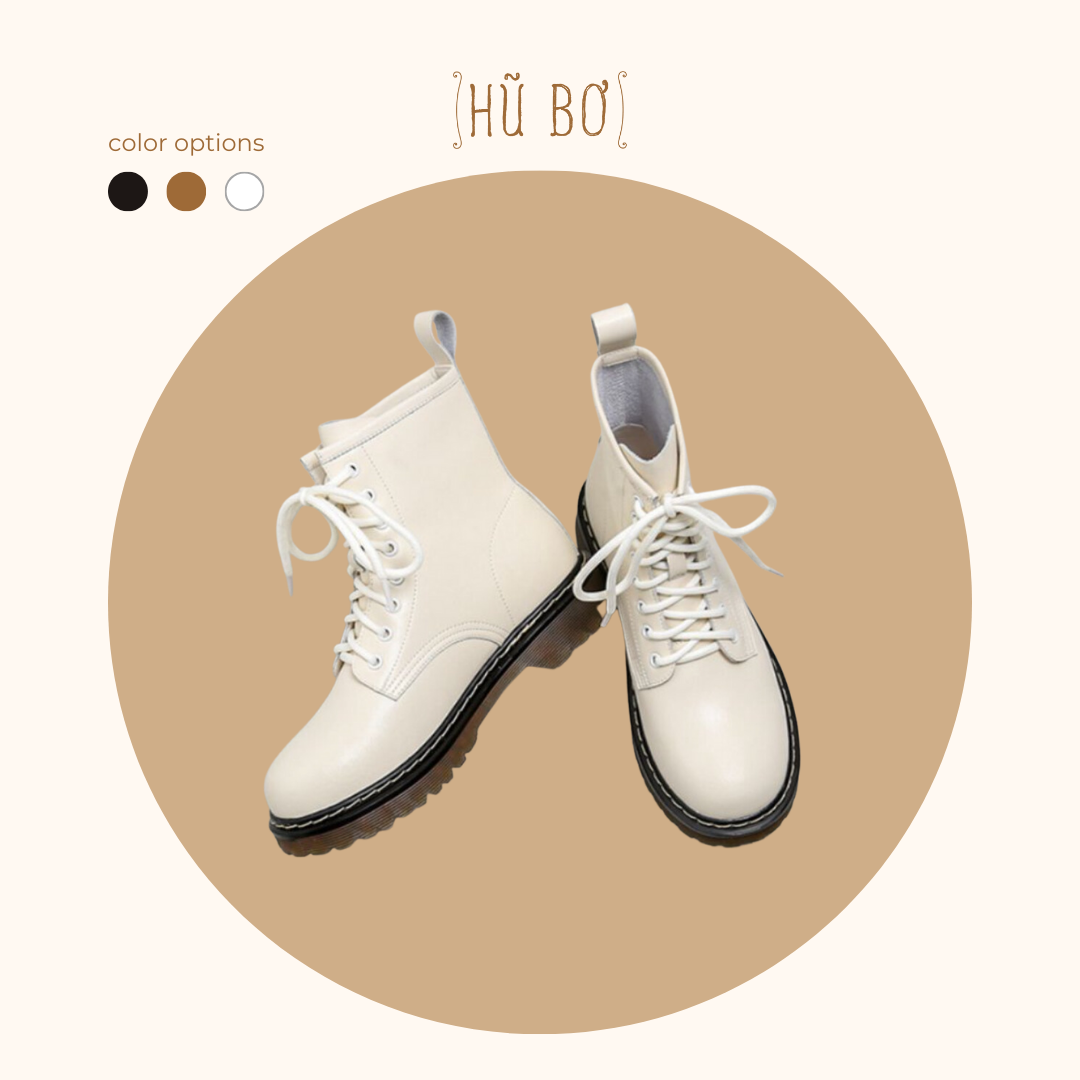 Combat boots (Ver 3.5cm) - Giày da bò nữ