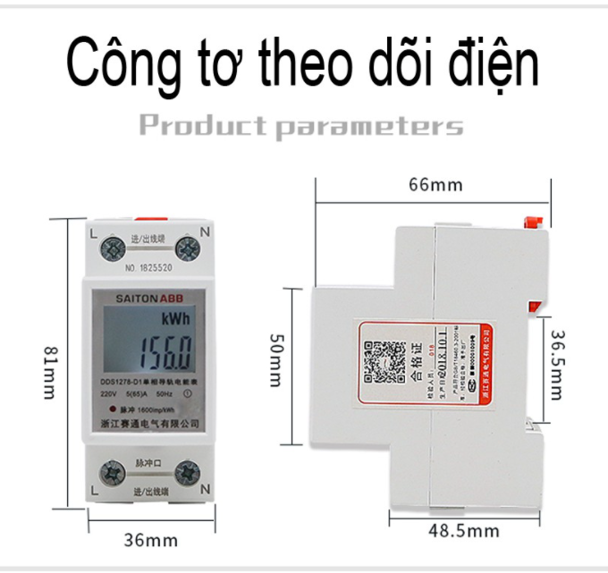 Công tơ điện tử SAITON ABB 65A Hiện thông số