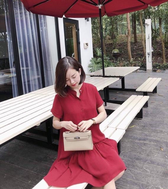 [HCM]Đầm đỏ đuôi cá nút dừa (kèm hình thật)