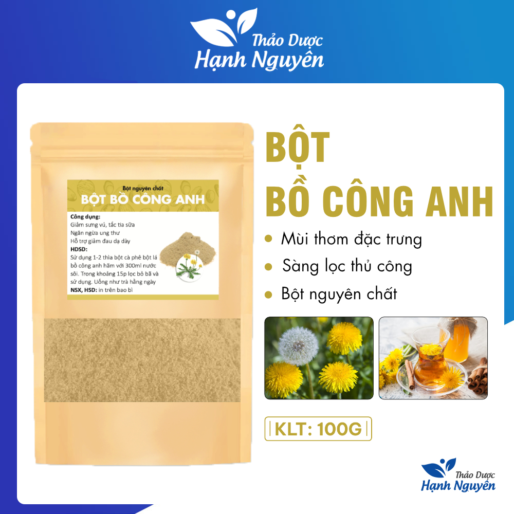 Bột lá bồ công anh nguyên chất 100g (Hỗ trợ phòng ngừa ung thư, u xơ)