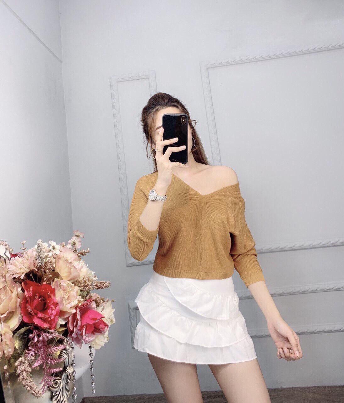 (Top bán chạy) Áo len cổ tim cao cấp hàng nhập Quảng Châu