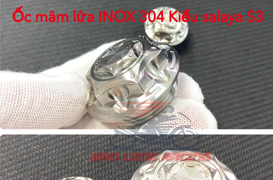 Ốc Mâm Lửa SALAYA mẫu S3 Inox 304 gắn Satria,Raider....